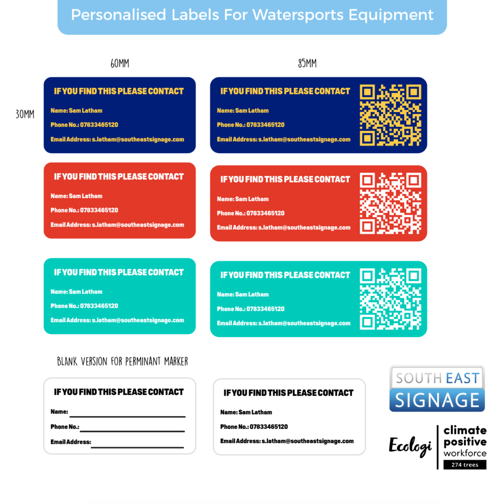 Personalised Labels For Watersports Equipment image 0