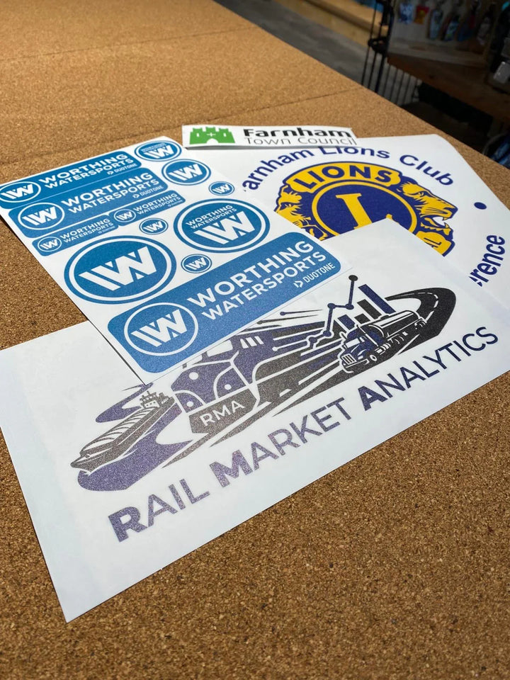 Vinyl printed Worthing Watersports stickers and club graphics for marine sports, UK made.